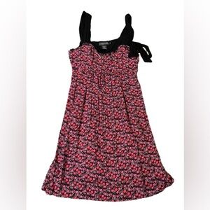 Vintage Rampage Dress Floral Pink Black Summer Dress Size Medium Rayon